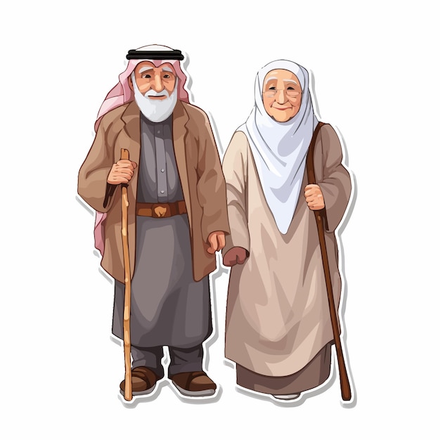 arabic elderly couple happy