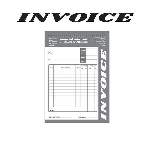 Arabic English Invoice bill template