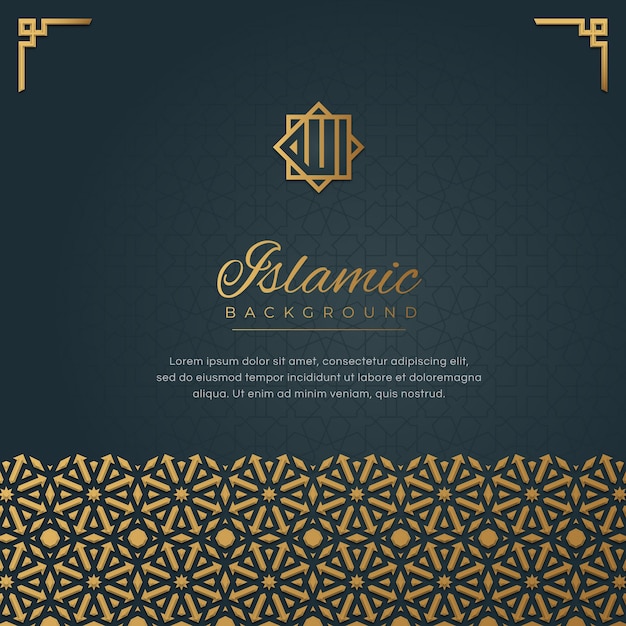 Arabic geometric background with golden corners ornament