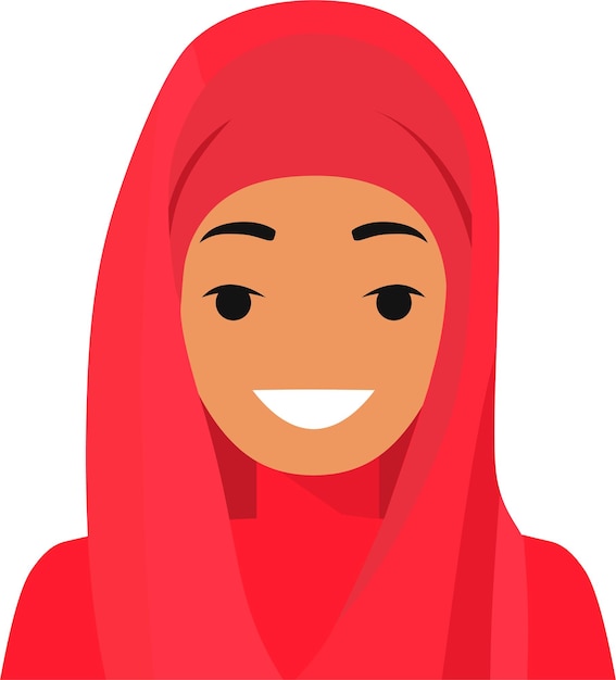 Arabic Girl Character Icon in Flat Style. Vector Illustration