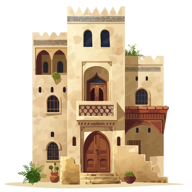 ベクトル arabic_house_vector_illustration アラビア語_ハウス_ベクトル_イラストレーション