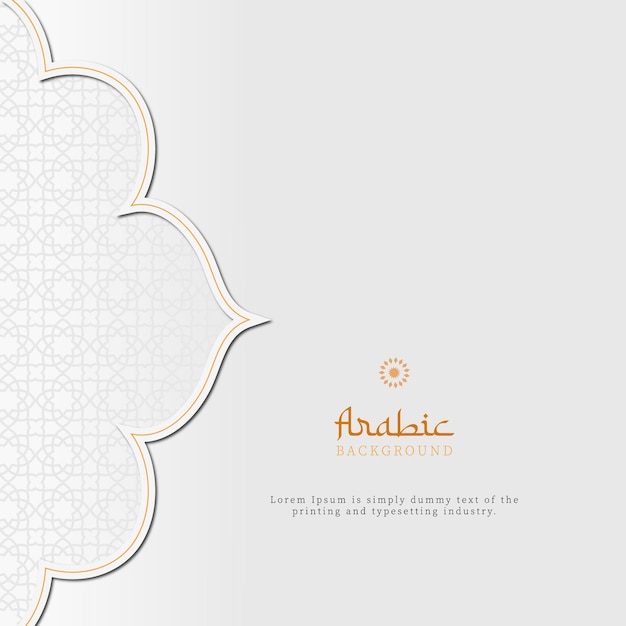 Arabo islamico elegante sfondo ornamentale di lusso bianco e dorato con motivo islamico