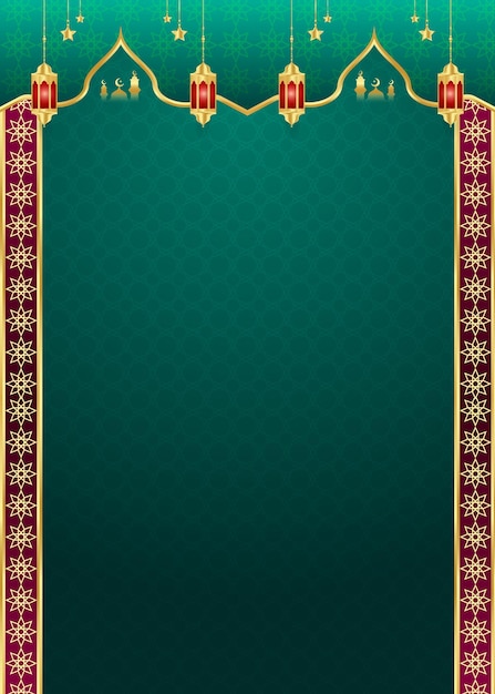 Arabic islamic frame ramadan kareem arch golden luxury ornamental pattern background for eid mubarak