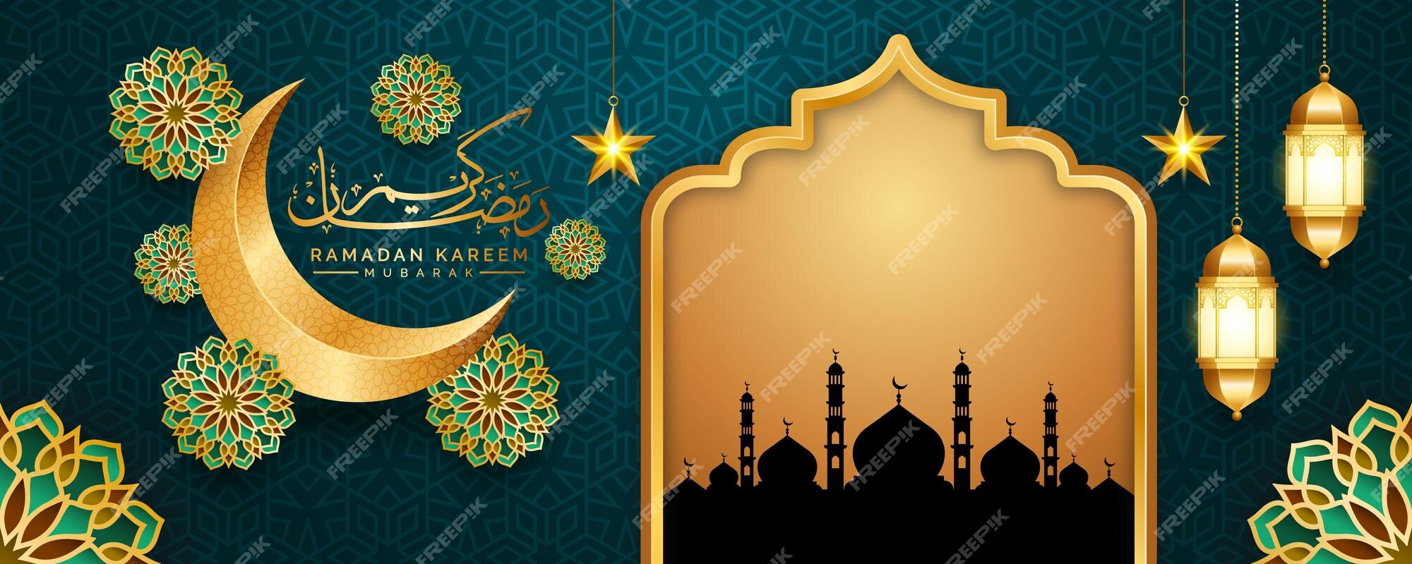 Premium Vector | Arabic islamic luxury ornament horizontal ramadan ...