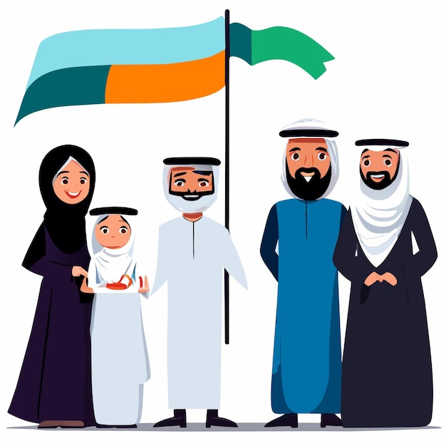 Vector arabic islamic muslim family hand drawn flat stylish cartoon sticker icon concept isolated