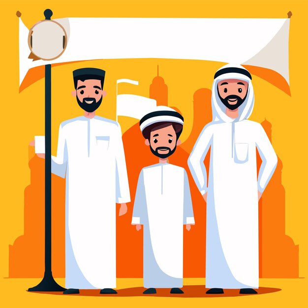 Vector arabic islamic muslim family hand drawn flat stylish cartoon sticker icon concept isolated