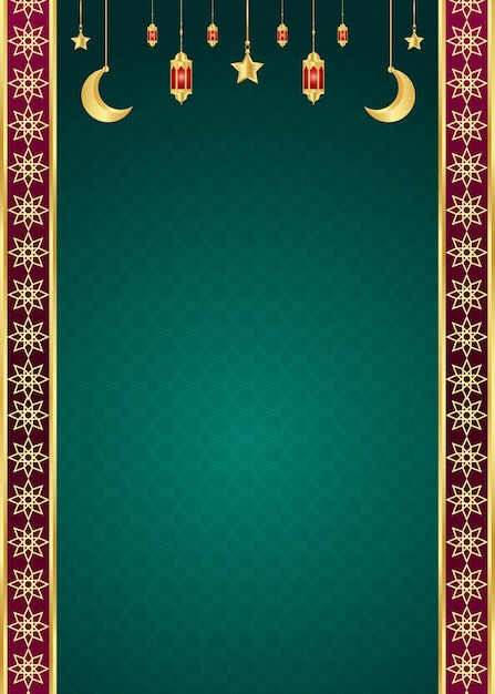 Arabic islamic ramadan kareem ornamental flyer banner with ramadhan lantern eid al fitr background