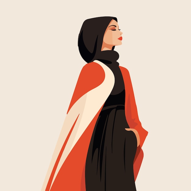 arabic lady elegant flat illustration vector