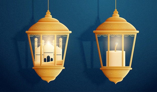 Vettore collezione di lanterne arabe