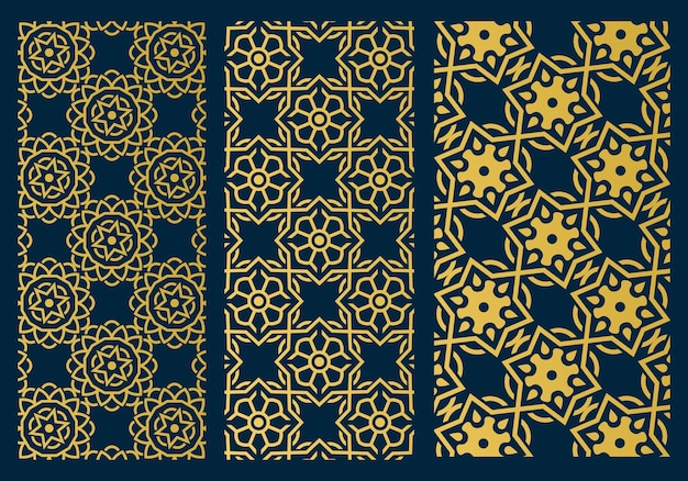 별 또는 꽃 라인 아트 개념이 있는 골드 색상의 아랍어 럭셔리 배경 디자인 템플릿