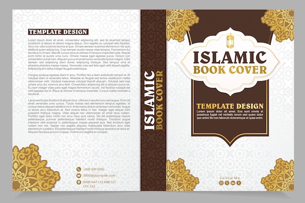 Вектор Арабская роскошная обложка книги и уникальный исламский дизайн фона готовы к печати