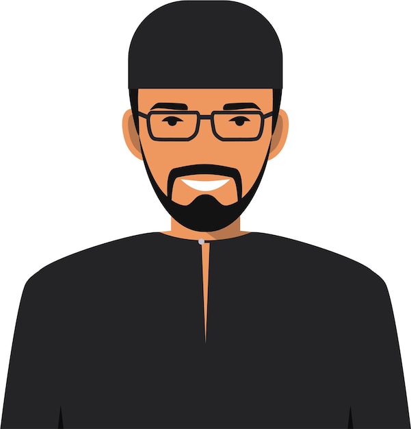 Arabic Man Character Icon in Flat Style. Vector Illustration