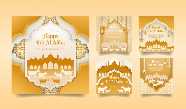 Collezione di post instagram di eid al adha arabo ornamentale