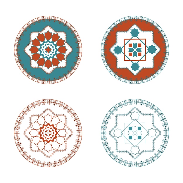 Arabic pattern abstract icon set rounded symbol vector spirographs luxurious abstract geometric