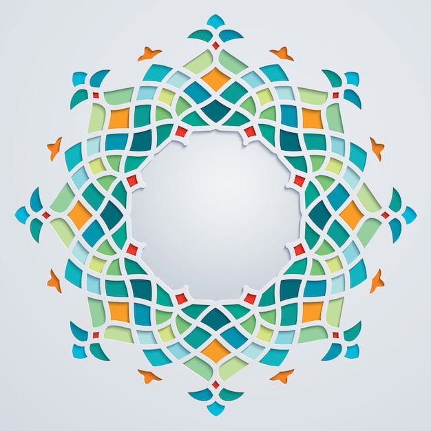 Vettore ornamento geometrico del cerchio arabo del modello