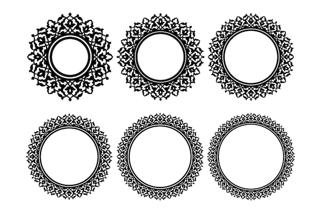 Arabic round floral ornament set