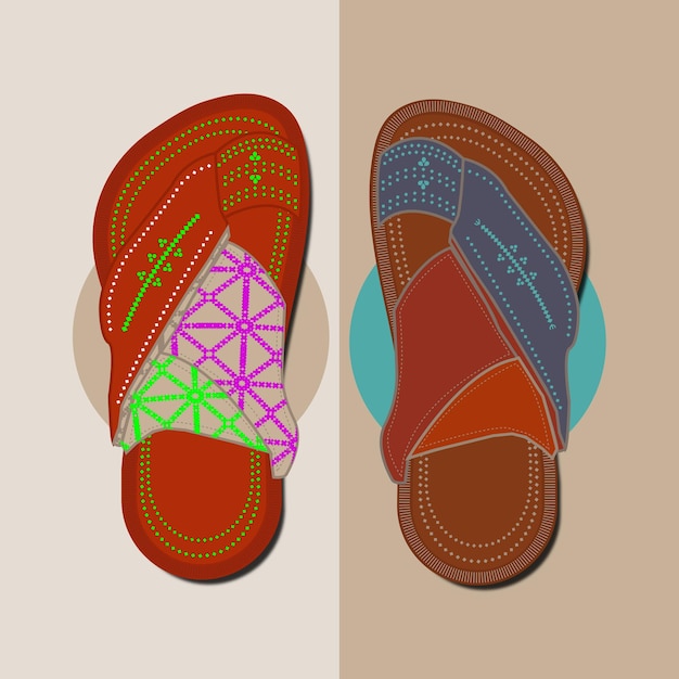 Vector arabic sandal shoe