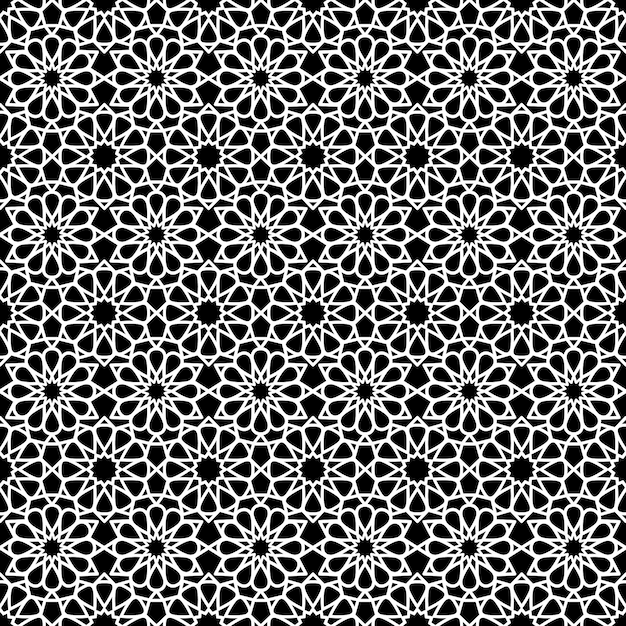 Arabic seamless pattern in black and white color.