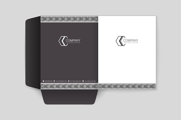 Vector arabic style black and white color presentation folder template