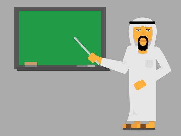 Arabic teacher man green board