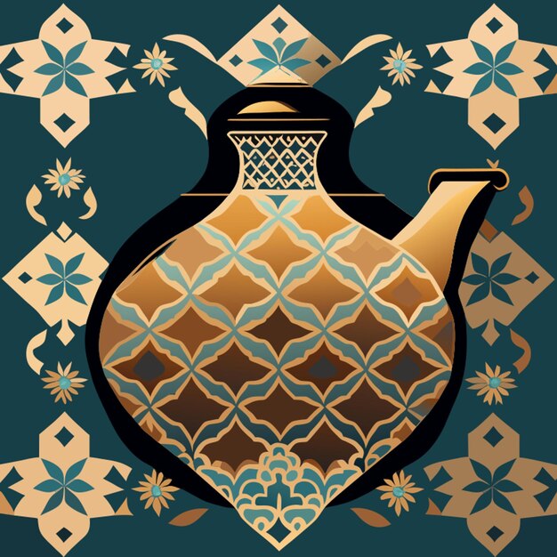 Vettore arabic teapot pattern vector illustration