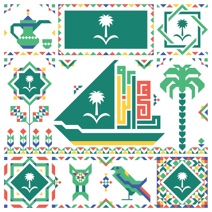 Vector arabic text saudi arabia is our home , national day celebration number 92 for year 2022