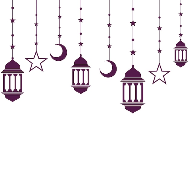 Vector arabic traditional ramadan kareem eastern lanterns garland