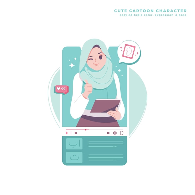 arabic tutor cute cartoon character