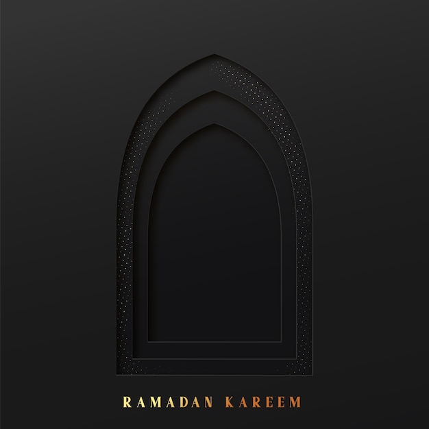 アラビア窓のデザイン。ラマダン カリームのグリーティング カード。