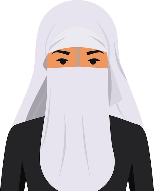 플랫 스타일의 아랍어 여성 캐릭터 아이콘입니다. 벡터 일러스트