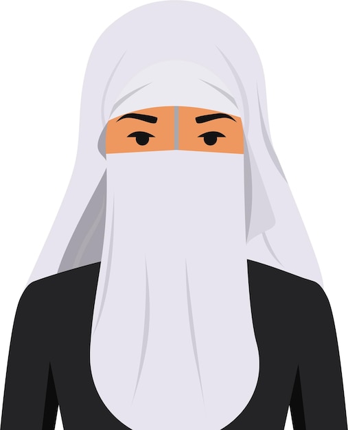 Arabic Woman Character Icon in Flat Style. Vector Illustration