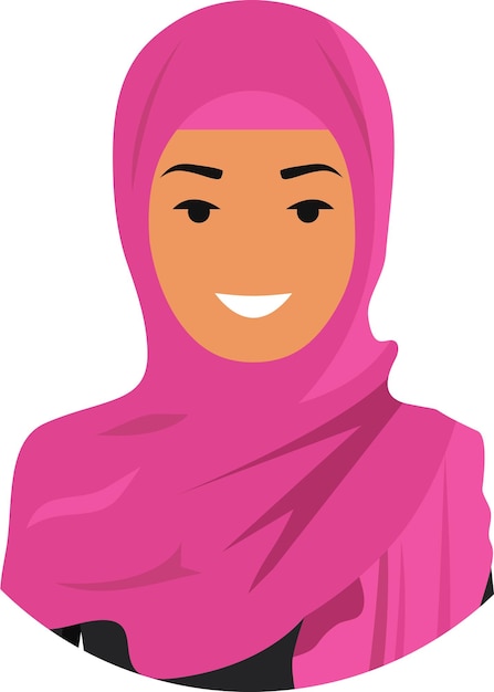 Arabic Woman Character Icon in Traditional Muslim Arabic Clothing in Flat Style