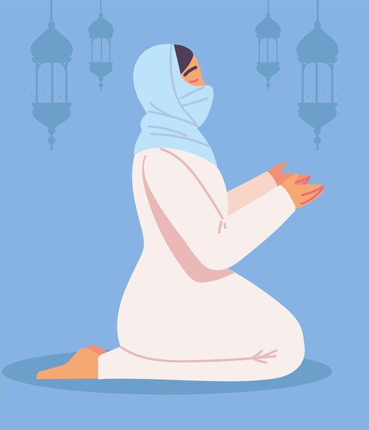 Vector arabic woman praying gesture