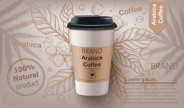 Vector arabica coffee cup realistic