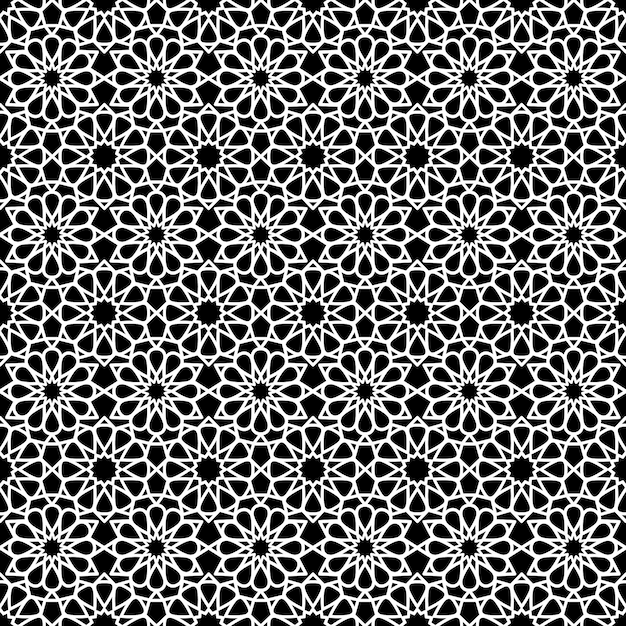 Vector arabisch naadloos patroon in zwart-witte kleur.
