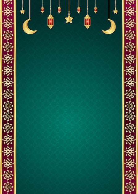 Arabische islamitische ramadan kareem ornamentele flyer banner met ramadan lantaarn eid al fitr achtergrond