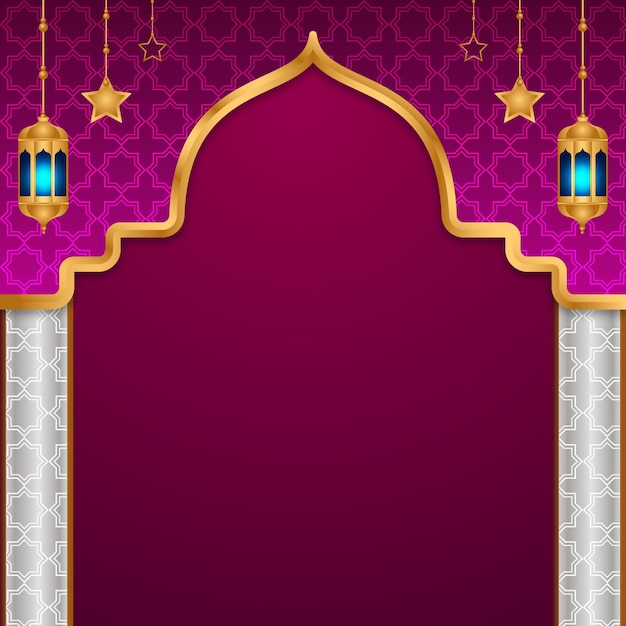 Arabische islamitische ramadan kareem ornamentele flyer banner met ramadan lantaarn eid al fitr achtergrond