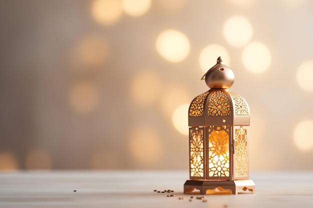Arabische lantaarn met kaars 's nachts voor islamitische feestdag islamitische heilige maand Ramadan