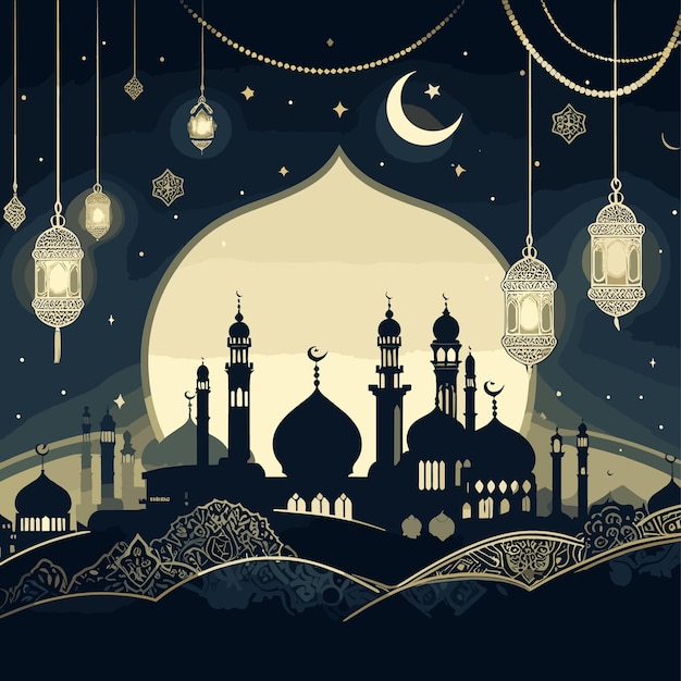 Arabische lantaarn van de Ramadan viering achtergrond vector illustratie Ramadan Mubarak.