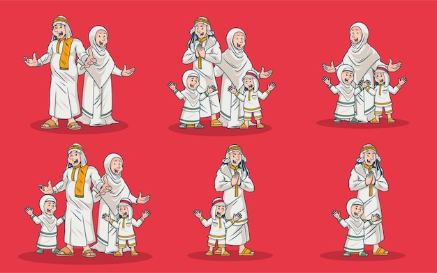 Vector arabische moslim familie karakter ontwerp vector voor ramadan illustratie