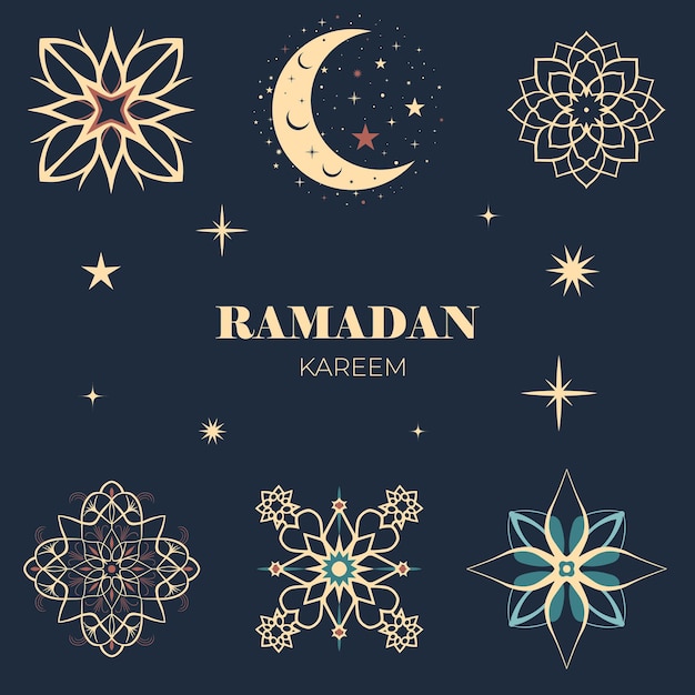 Arabische patronen Vector islamitisch ramadan ontwerp Set van ramadan elementen Arabische elementen voor groeten