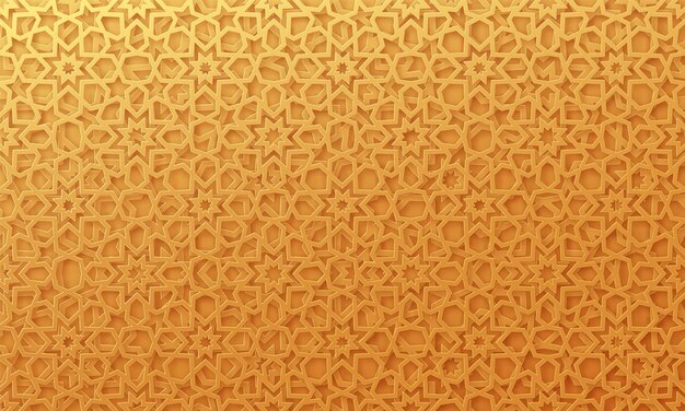 Arabische patroon achtergrond. Islamitische gouden ornamentvector. Geometrische 3D-vorm. Textuur Arabisch traditioneel motief