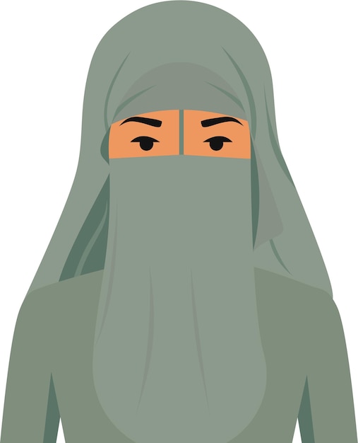 Arabische vrouw karakter icoon in vlakke stijl. Vectorillustratie