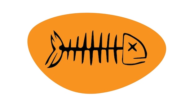 Vector arafed fish skeleton on an orange guitar pick