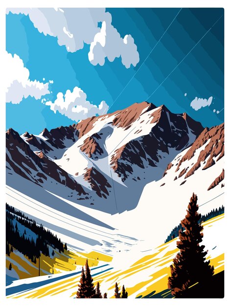 Arapahoe Basin Colorado Vintage Travel Poster Souvenir Briefkaart Portret Schilderij WPA Illustratie