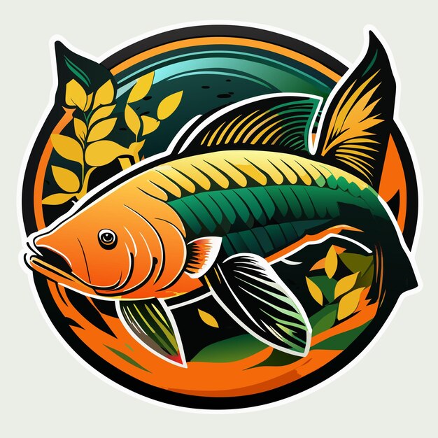 Vector arapaima flat sticker cartoon style illustration