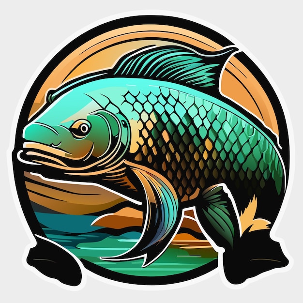 Vector arapaima flat sticker cartoon style illustration