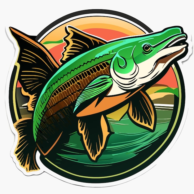 Vector arapaima sticker vector illustration