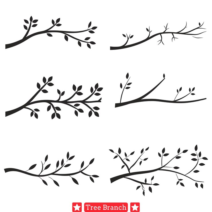 Vector arbor ambiance atmospheric tree branch silhouette series