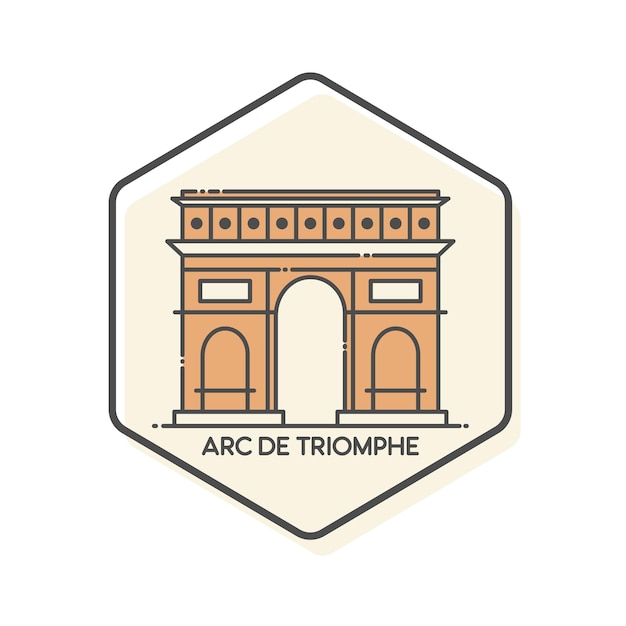 Arc de triomphe overzicht pictogram illustratie geïsoleerde parijs frankrijk bezienswaardigheden icon